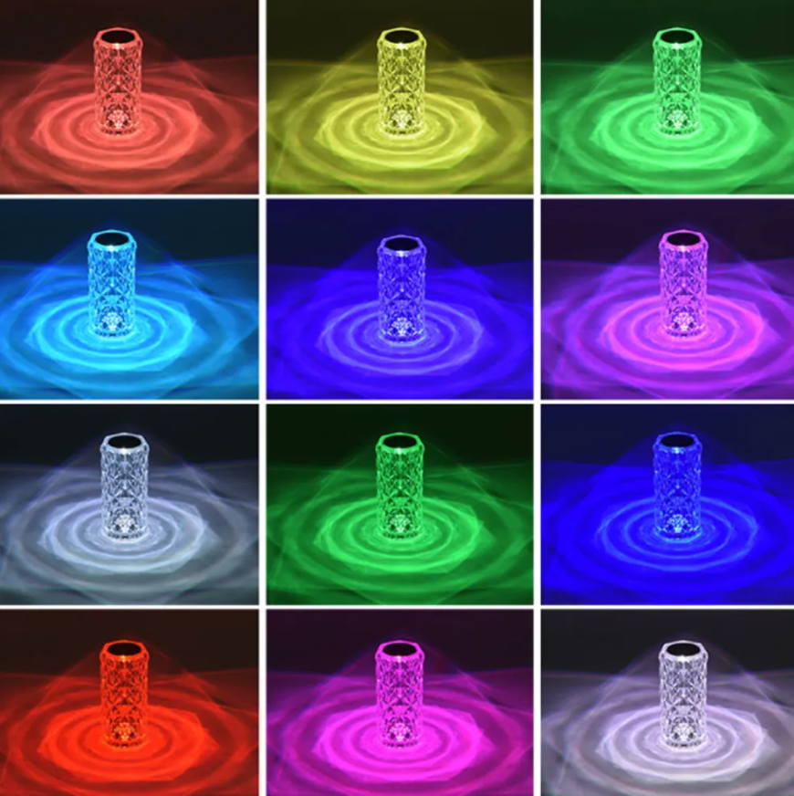 SparklingGlow | LED Crystal Touch Table Lamp with 16 Colors and Remote Control - Lamylie