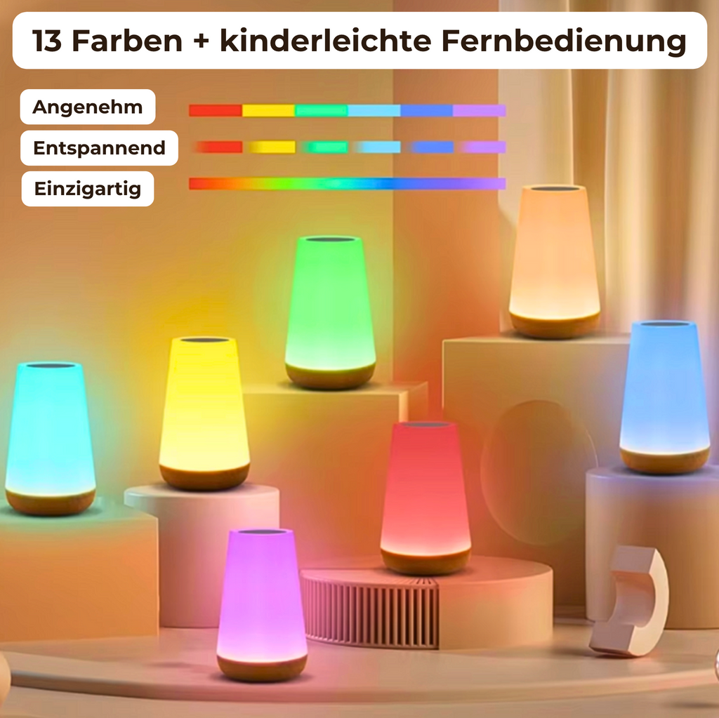 LumiSleep - USB Rechargeable Wireless Bedside Lamp with Dimmable Touch (Including 13 Colors + Remote Control) - Lamylie