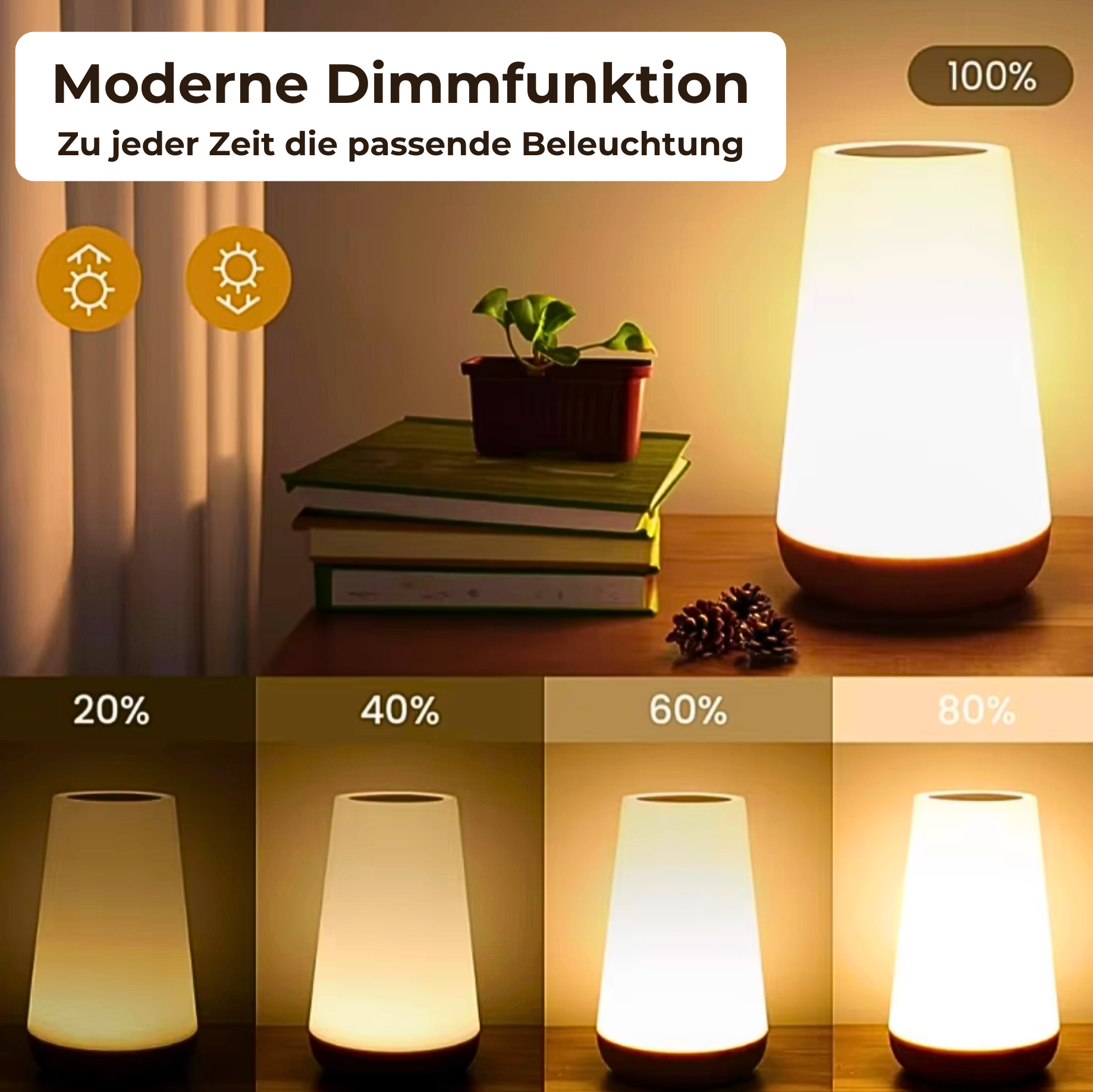 LumiSleep - USB Rechargeable Wireless Bedside Lamp with Dimmable Touch (Including 13 Colors + Remote Control) - Lamylie