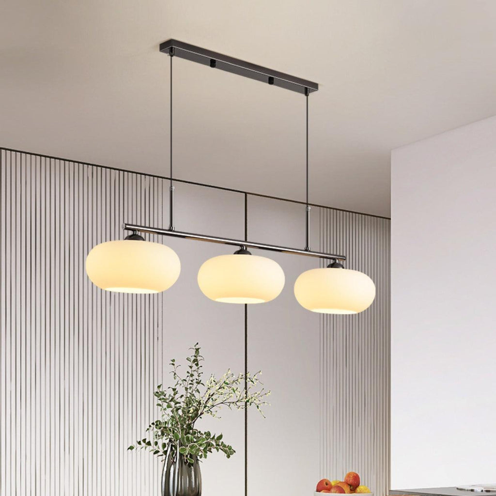 Design-Hängeleuchte mit 3 Glaskugelschirmen - Stilvolle Esszimmerbeleuchtung für Tisch und Kücheninsel - Verstellbar 150 cm - Nickel oder Gold - E26/E27 - Lamylie