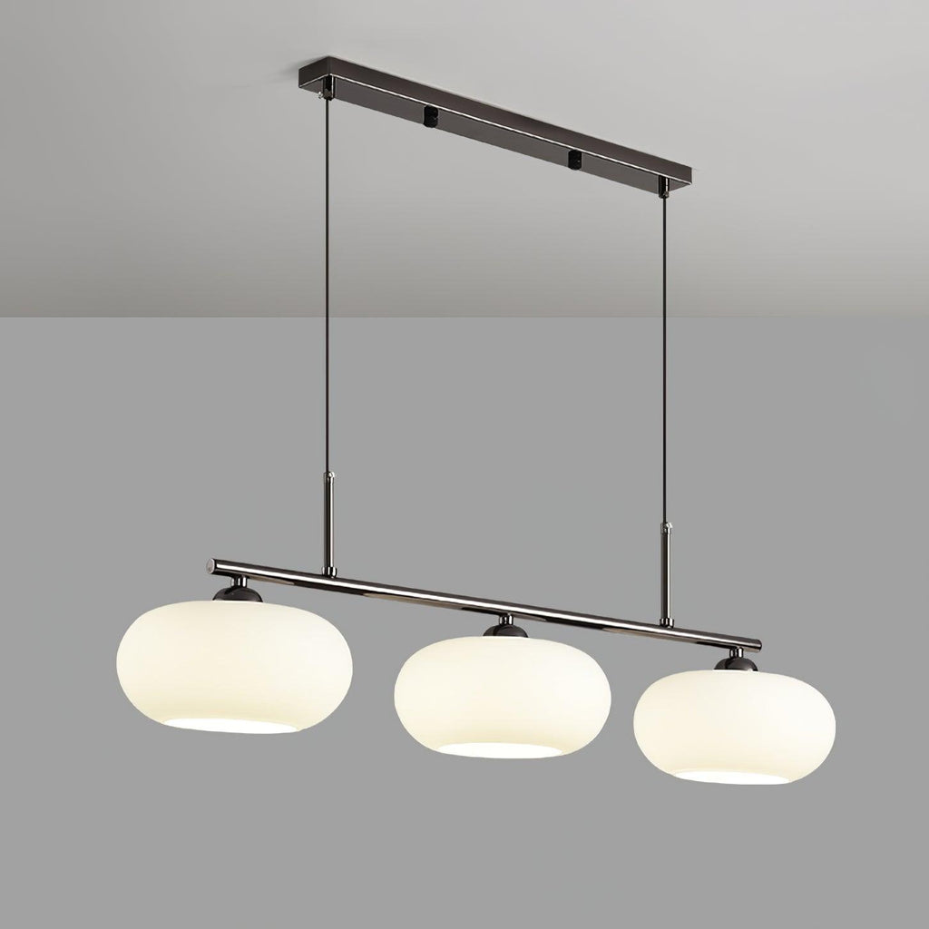 Design-Hängeleuchte mit 3 Glaskugelschirmen - Stilvolle Esszimmerbeleuchtung für Tisch und Kücheninsel - Verstellbar 150 cm - Nickel oder Gold - E26/E27 - Lamylie