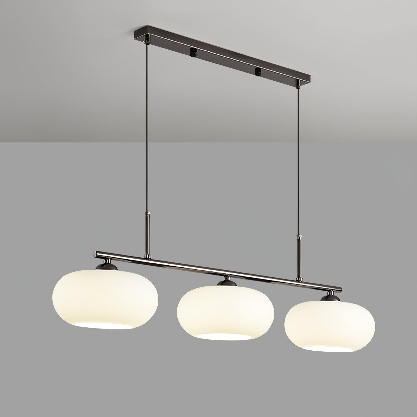 Design-Hängeleuchte mit 3 Glaskugelschirmen - Stilvolle Esszimmerbeleuchtung für Tisch und Kücheninsel - Verstellbar 150 cm - Nickel oder Gold - E26/E27 - Lamylie