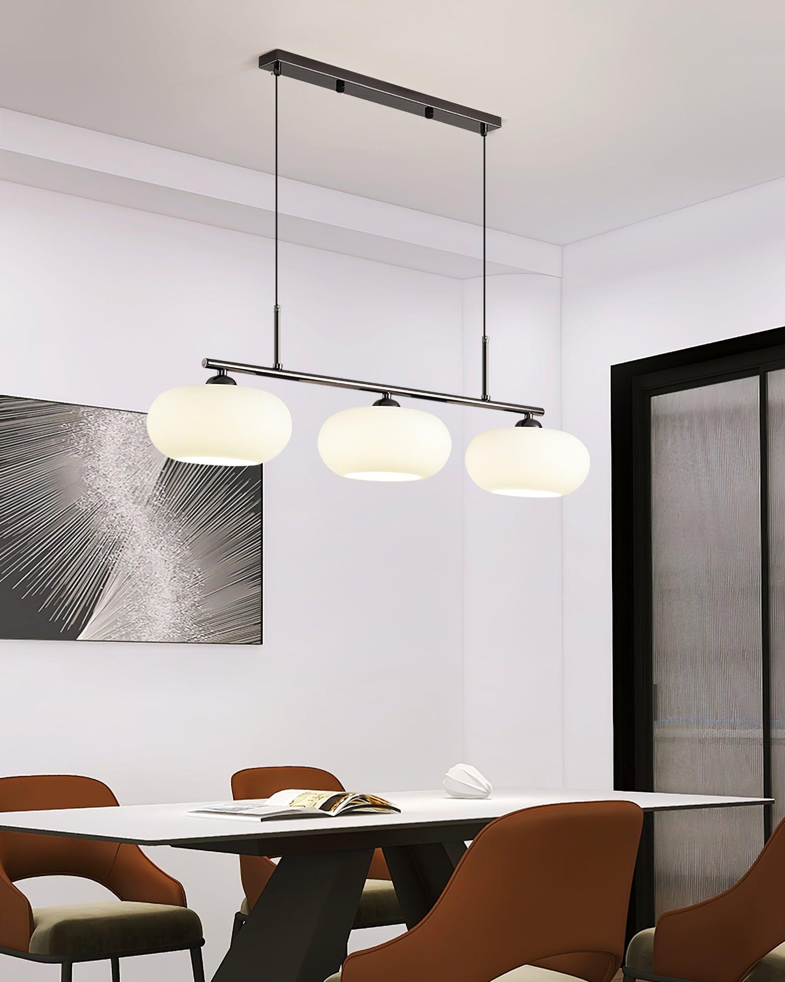 Design-Hängeleuchte mit 3 Glaskugelschirmen - Stilvolle Esszimmerbeleuchtung für Tisch und Kücheninsel - Verstellbar 150 cm - Nickel oder Gold - E26/E27 - Lamylie