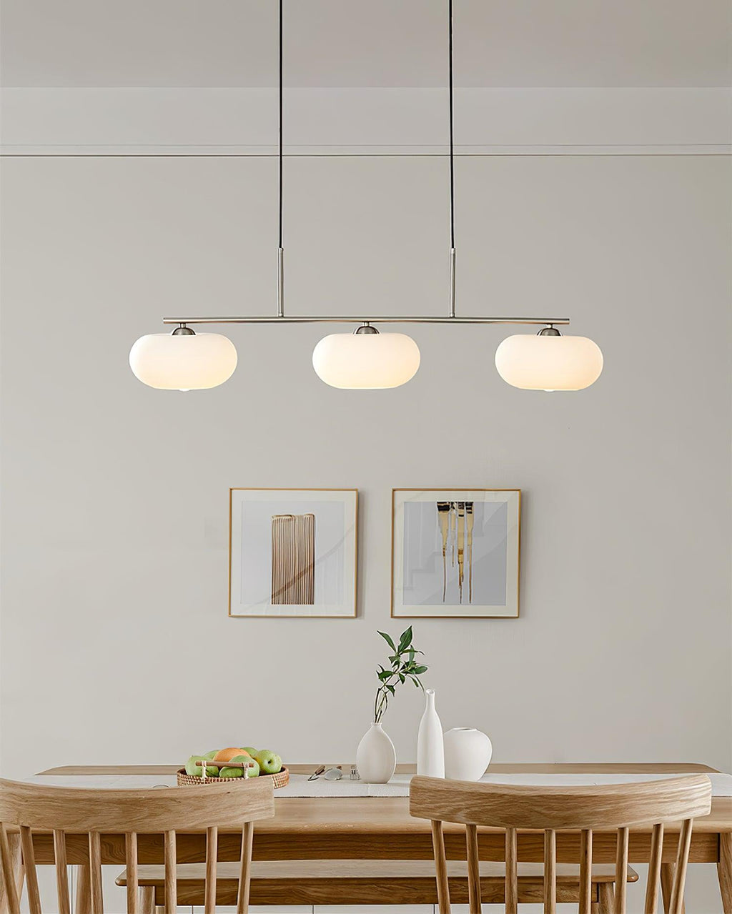 Design-Hängeleuchte mit 3 Glaskugelschirmen - Stilvolle Esszimmerbeleuchtung für Tisch und Kücheninsel - Verstellbar 150 cm - Nickel oder Gold - E26/E27 - Lamylie
