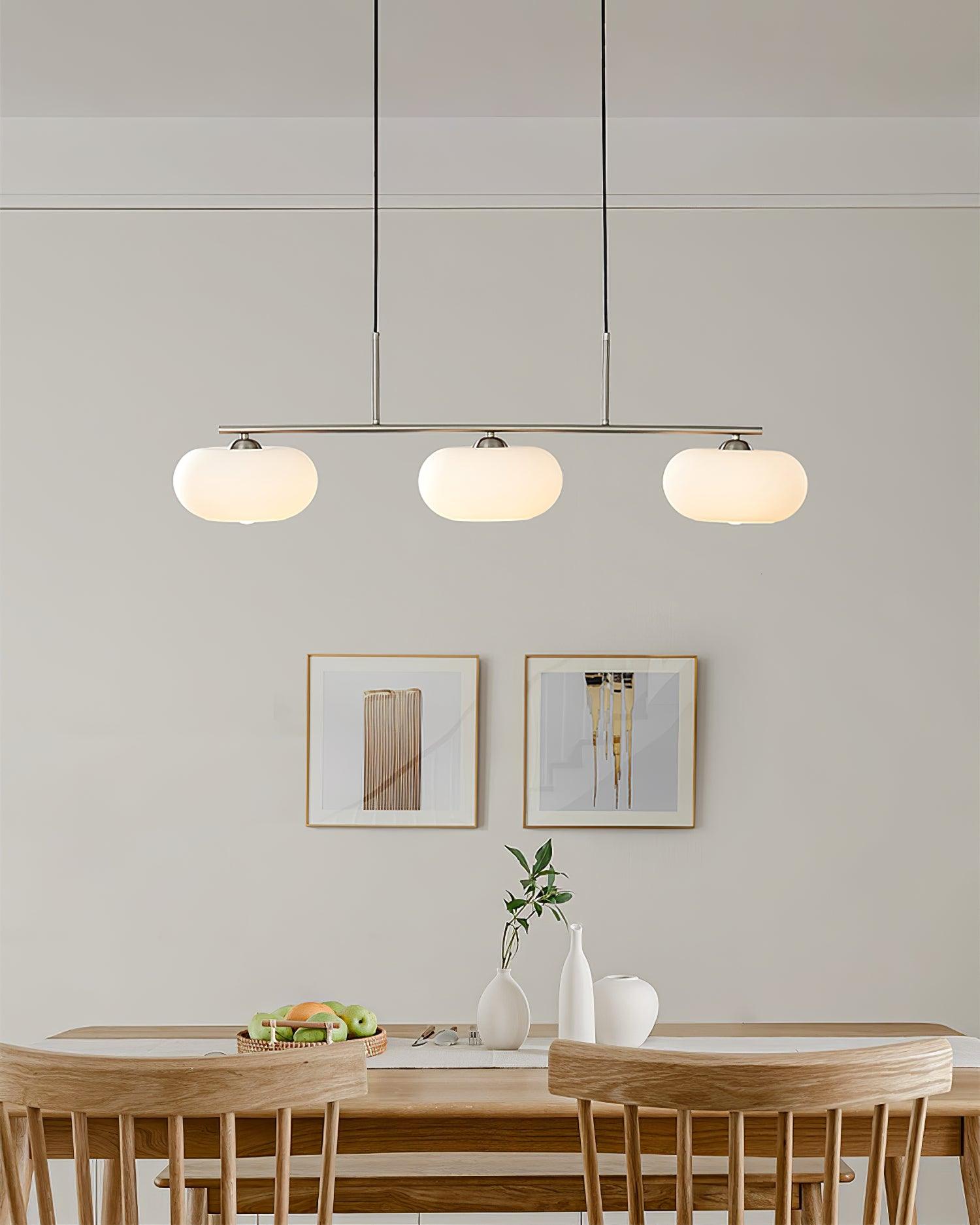 Design-Hängeleuchte mit 3 Glaskugelschirmen - Stilvolle Esszimmerbeleuchtung für Tisch und Kücheninsel - Verstellbar 150 cm - Nickel oder Gold - E26/E27 - Lamylie