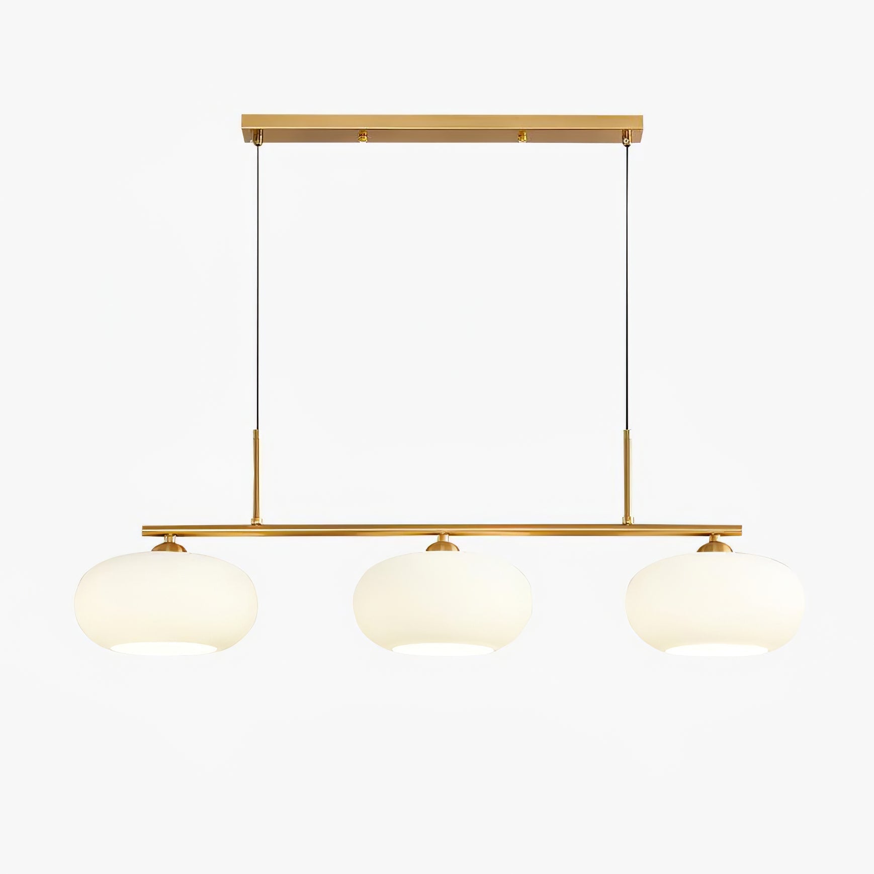 Design Pendant Lamp with 3 Globe Shades - Stylish Dining Room Lighting for Table and Kitchen Island - Adjustable 150 cm - Nickel or Gold - E26/E27 - Lamylie