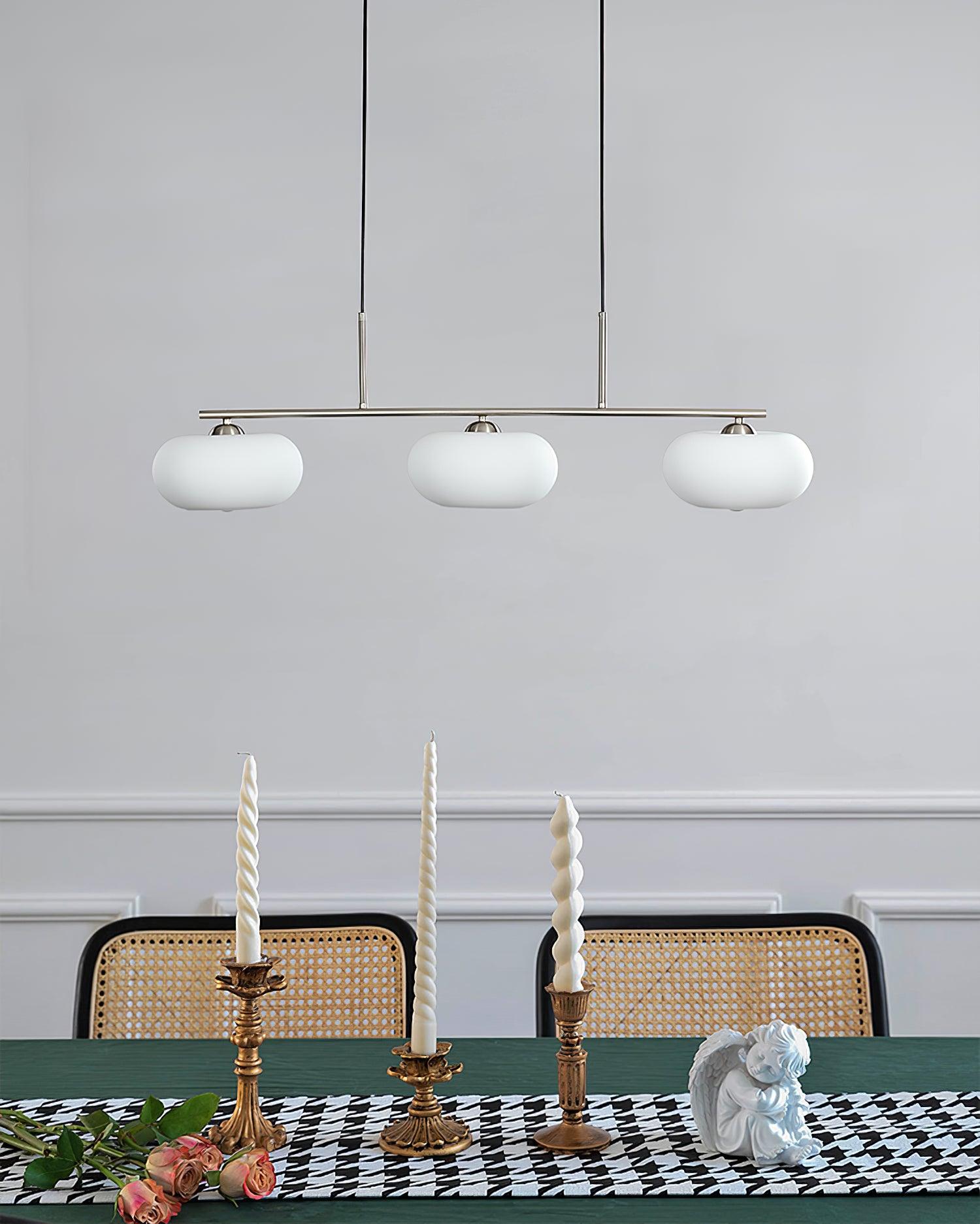 Design-Hängeleuchte mit 3 Glaskugelschirmen - Stilvolle Esszimmerbeleuchtung für Tisch und Kücheninsel - Verstellbar 150 cm - Nickel oder Gold - E26/E27 - Lamylie