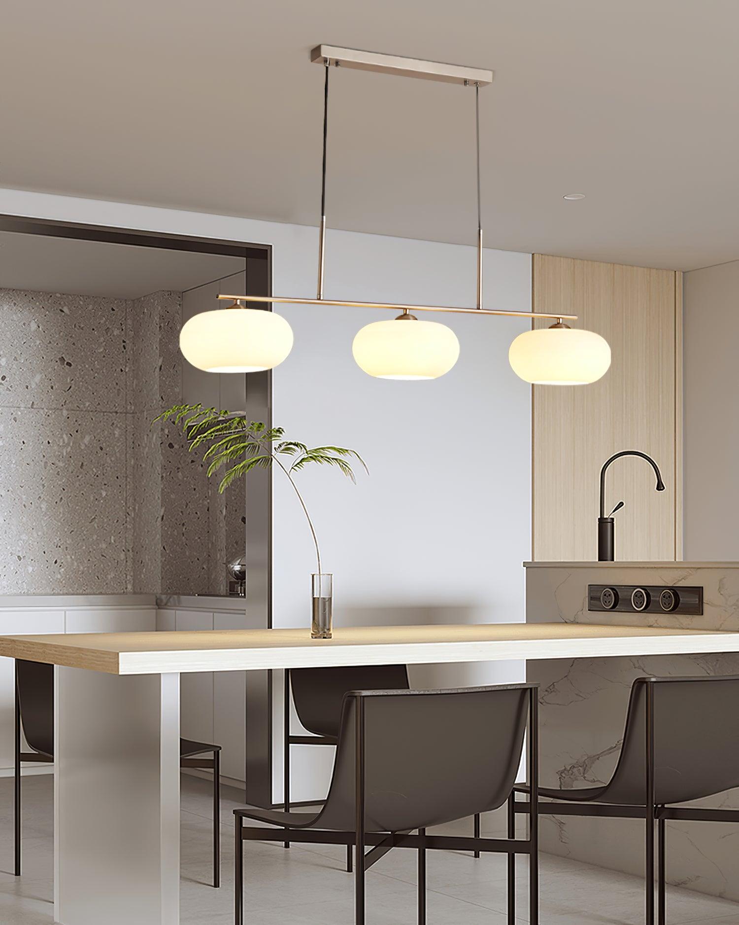Design-Hängeleuchte mit 3 Glaskugelschirmen - Stilvolle Esszimmerbeleuchtung für Tisch und Kücheninsel - Verstellbar 150 cm - Nickel oder Gold - E26/E27 - Lamylie