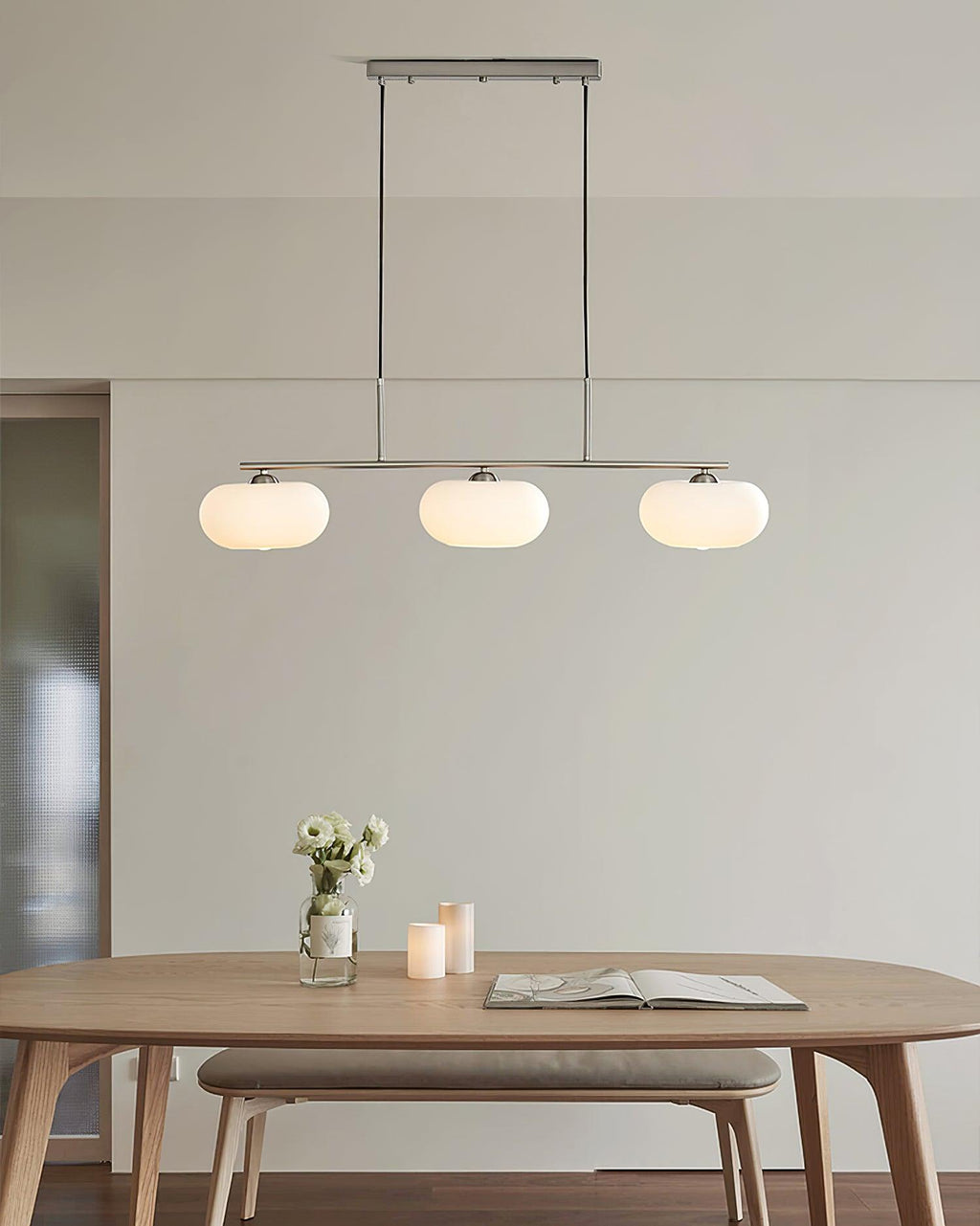 Design-Hängeleuchte mit 3 Glaskugelschirmen - Stilvolle Esszimmerbeleuchtung für Tisch und Kücheninsel - Verstellbar 150 cm - Nickel oder Gold - E26/E27 - Lamylie