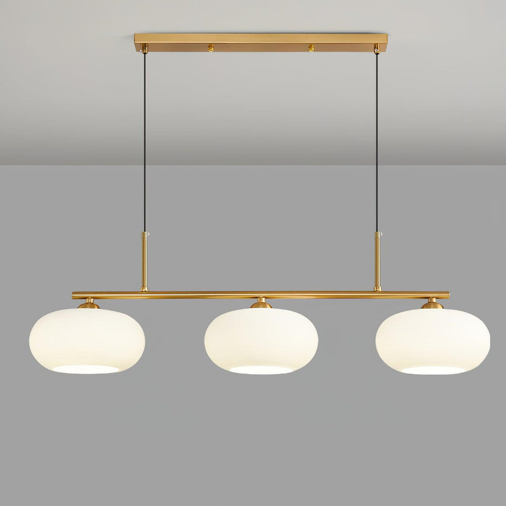 Design-Hängeleuchte mit 3 Glaskugelschirmen - Stilvolle Esszimmerbeleuchtung für Tisch und Kücheninsel - Verstellbar 150 cm - Nickel oder Gold - E26/E27 - Lamylie
