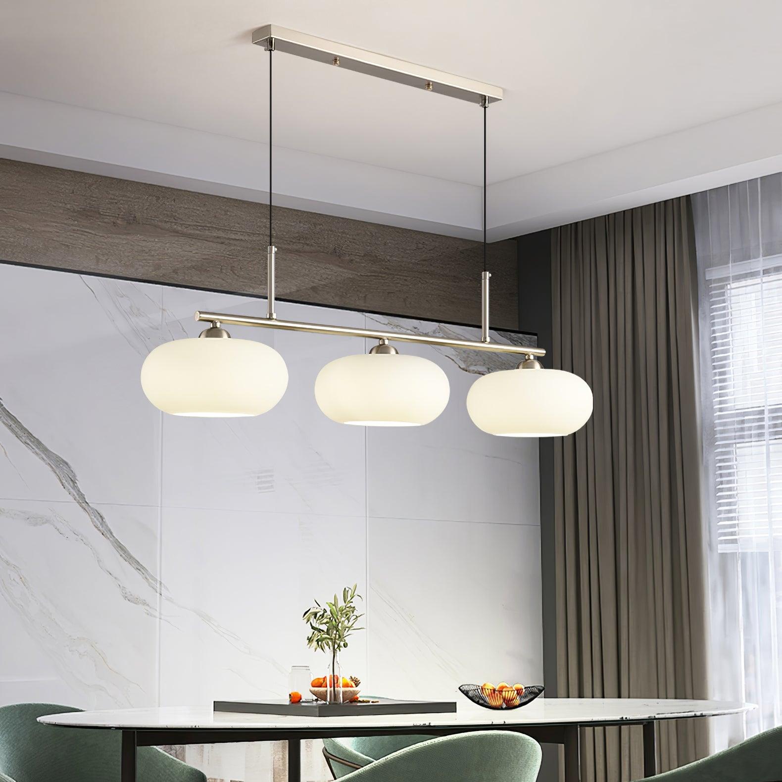 Design Pendant Lamp with 3 Globe Shades - Stylish Dining Room Lighting for Table and Kitchen Island - Adjustable 150 cm - Nickel or Gold - E26/E27 - Lamylie