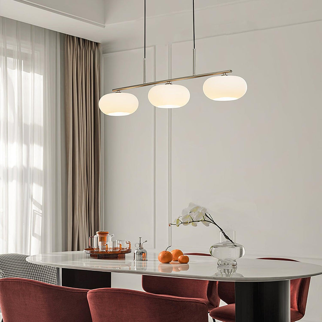 Design-Hängeleuchte mit 3 Glaskugelschirmen - Stilvolle Esszimmerbeleuchtung für Tisch und Kücheninsel - Verstellbar 150 cm - Nickel oder Gold - E26/E27 - Lamylie