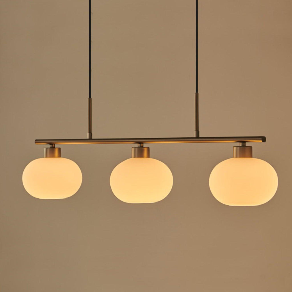 Design-Hängeleuchte mit 3 Glaskugelschirmen - Stilvolle Esszimmerbeleuchtung für Tisch und Kücheninsel - Verstellbar 150 cm - Nickel oder Gold - E26/E27 - Lamylie