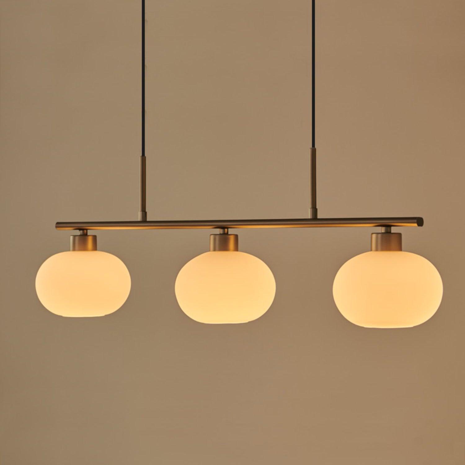 Design-Hängeleuchte mit 3 Glaskugelschirmen - Stilvolle Esszimmerbeleuchtung für Tisch und Kücheninsel - Verstellbar 150 cm - Nickel oder Gold - E26/E27 - Lamylie