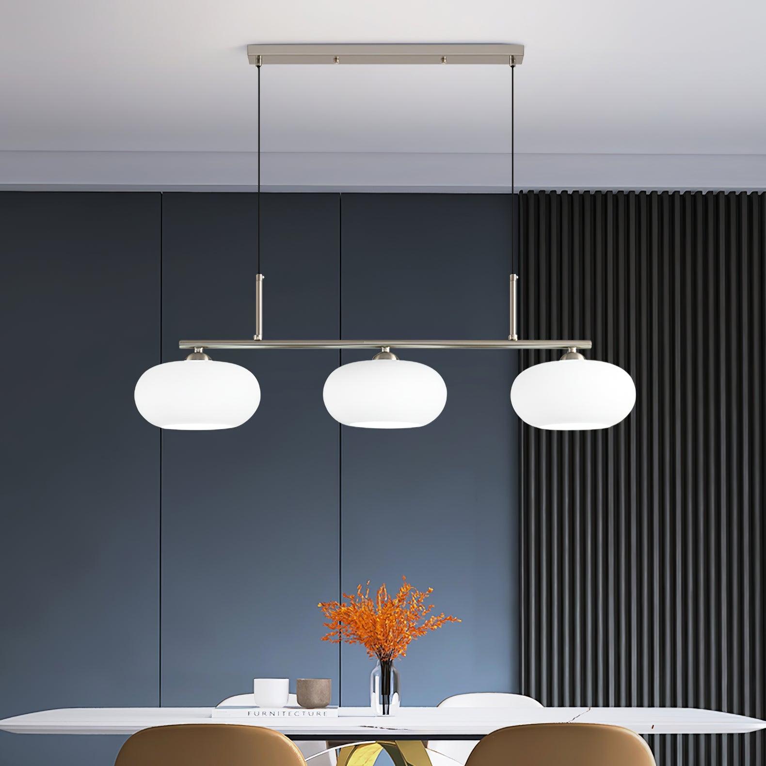 Design-Hängeleuchte mit 3 Glaskugelschirmen - Stilvolle Esszimmerbeleuchtung für Tisch und Kücheninsel - Verstellbar 150 cm - Nickel oder Gold - E26/E27 - Lamylie