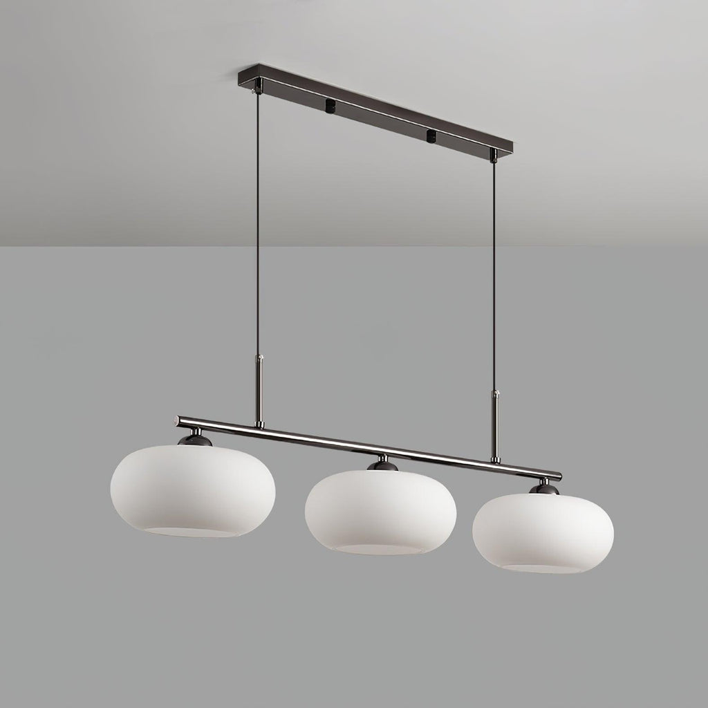 Design-Hängeleuchte mit 3 Glaskugelschirmen - Stilvolle Esszimmerbeleuchtung für Tisch und Kücheninsel - Verstellbar 150 cm - Nickel oder Gold - E26/E27 - Lamylie