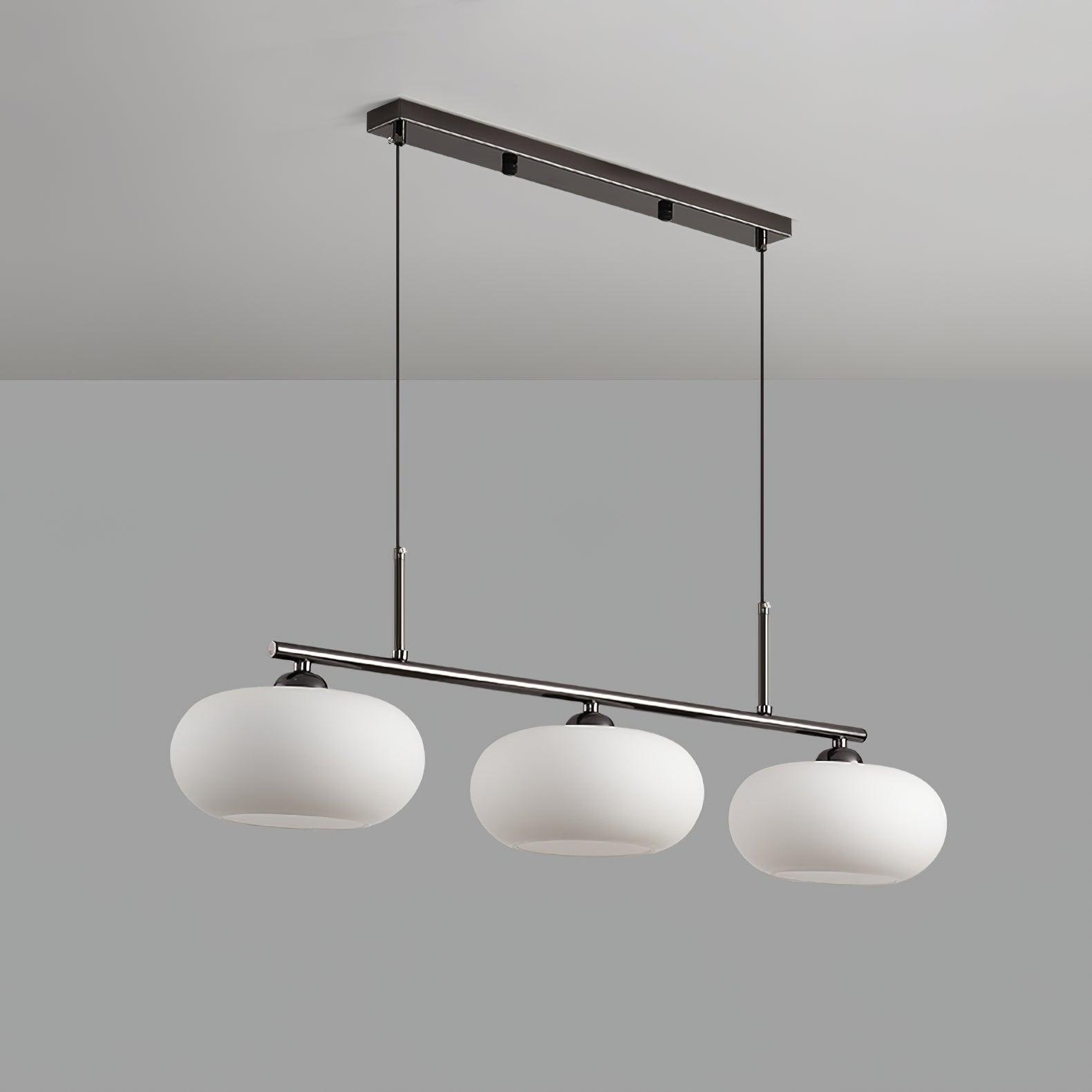 Design-Hängeleuchte mit 3 Glaskugelschirmen - Stilvolle Esszimmerbeleuchtung für Tisch und Kücheninsel - Verstellbar 150 cm - Nickel oder Gold - E26/E27 - Lamylie