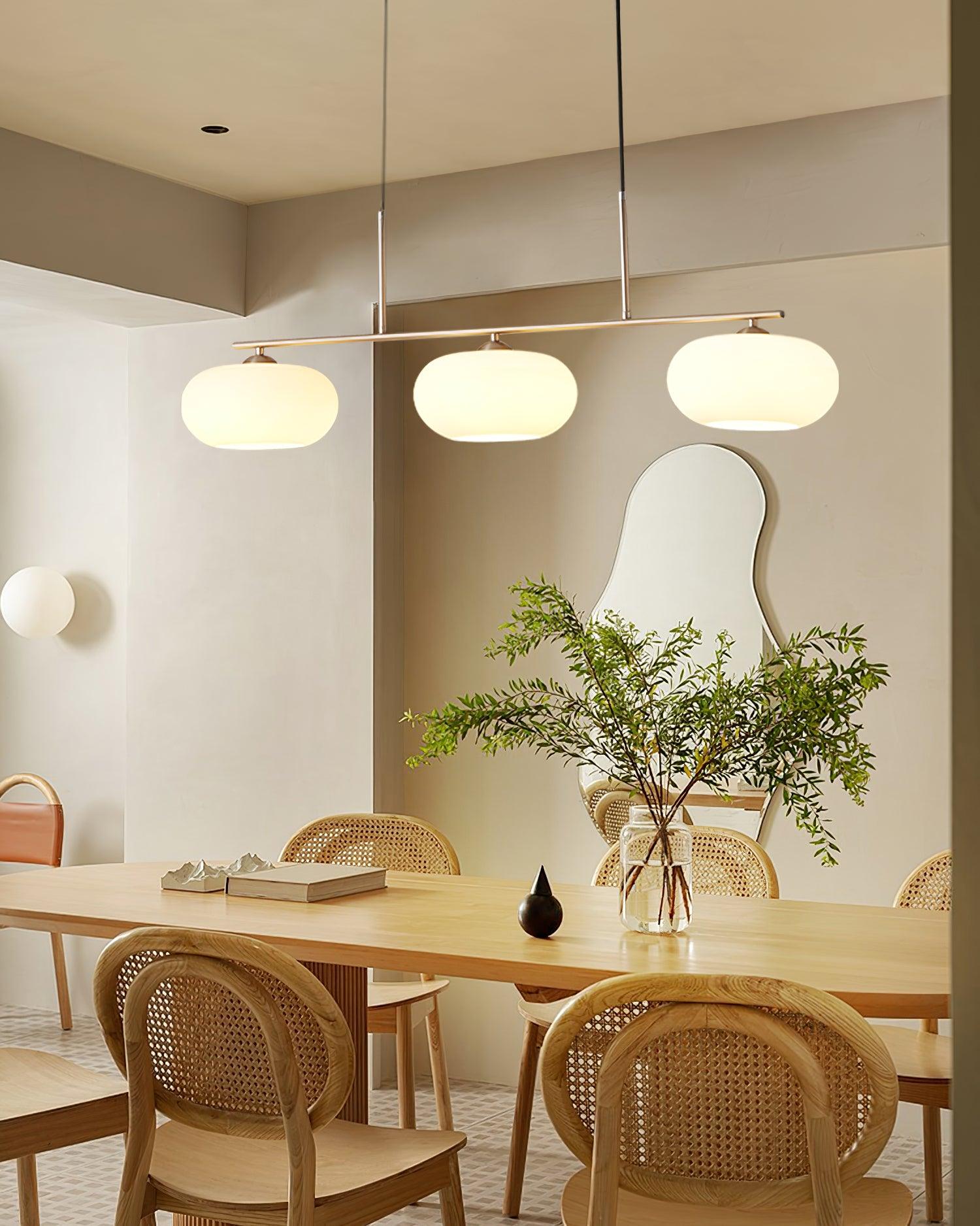 Design-Hängeleuchte mit 3 Glaskugelschirmen - Stilvolle Esszimmerbeleuchtung für Tisch und Kücheninsel - Verstellbar 150 cm - Nickel oder Gold - E26/E27 - Lamylie