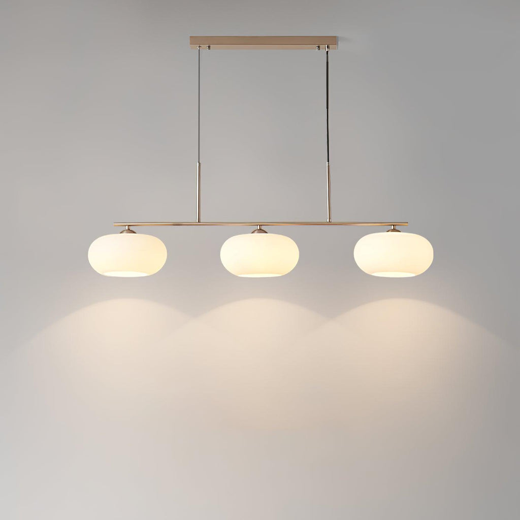 Design-Hängeleuchte mit 3 Glaskugelschirmen - Stilvolle Esszimmerbeleuchtung für Tisch und Kücheninsel - Verstellbar 150 cm - Nickel oder Gold - E26/E27 - Lamylie