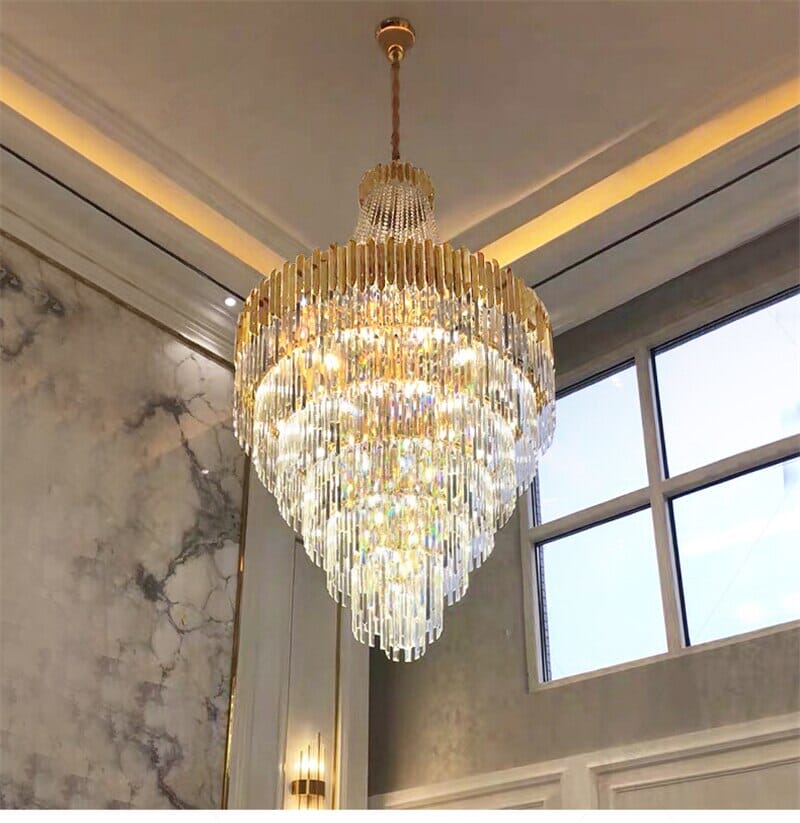 נברשת קריסטל Luminara – עיטורי קריסטל חתוכים, עיצוב עם שבירת אור