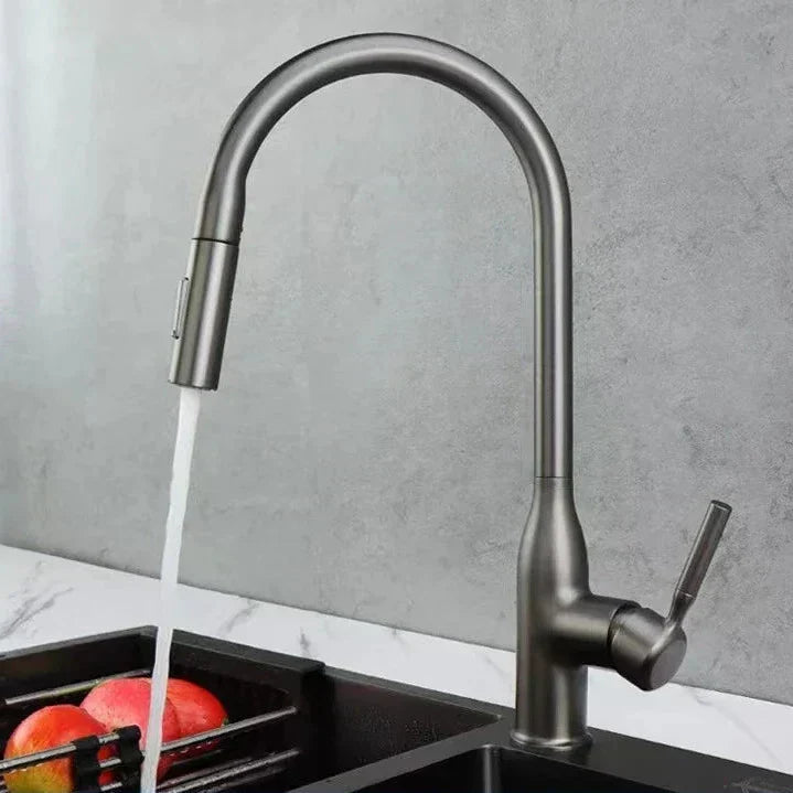 Kuchyňská baterie z kartáčované mosazi s flexibilní pružinovou výsuvnou sprškou - Lamylie