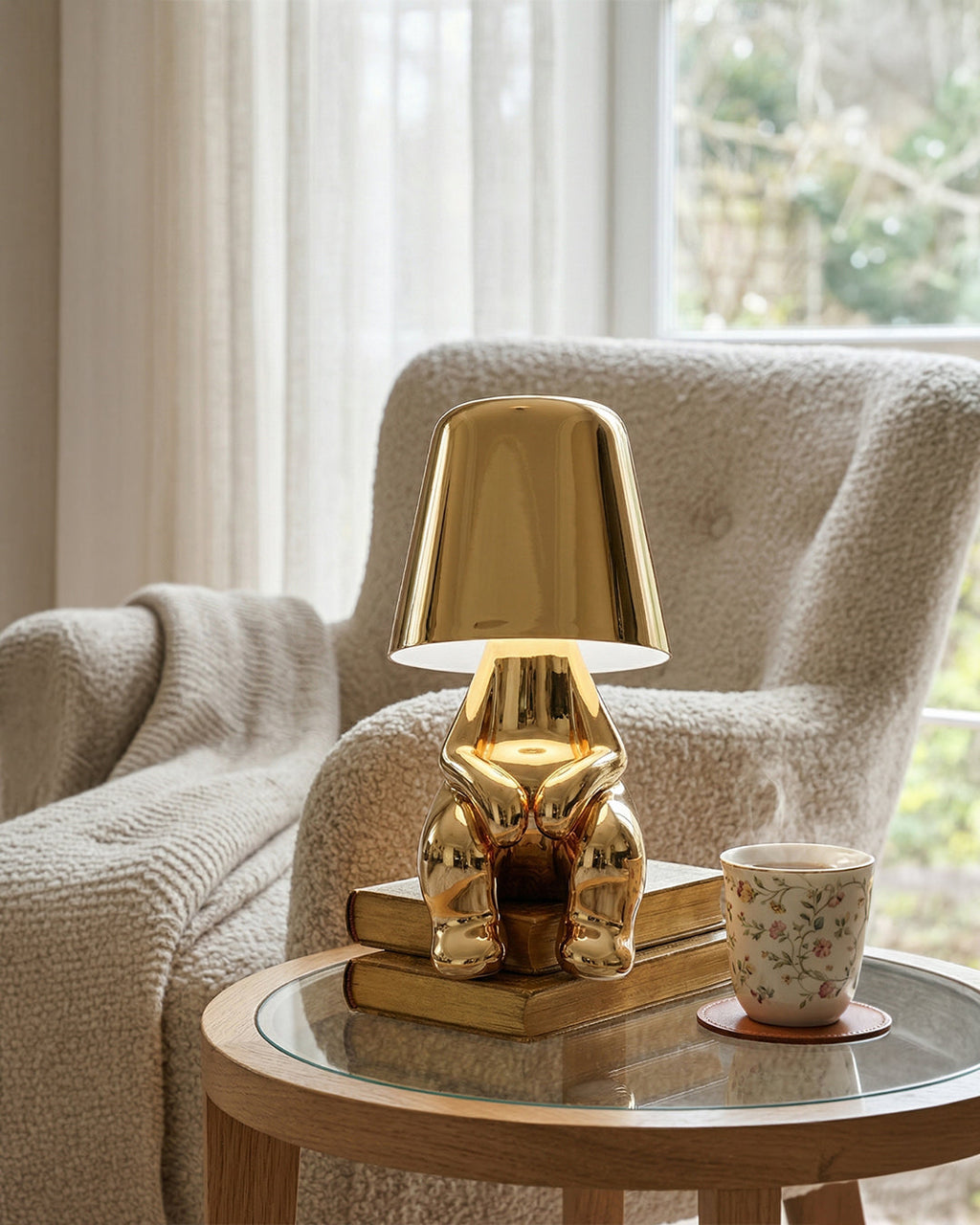 Metal Table Lamp Sculpture Figure Ambient Light Touch Dimmable LED Night Light Gold Silver Modern Design Decorative - Lamylie