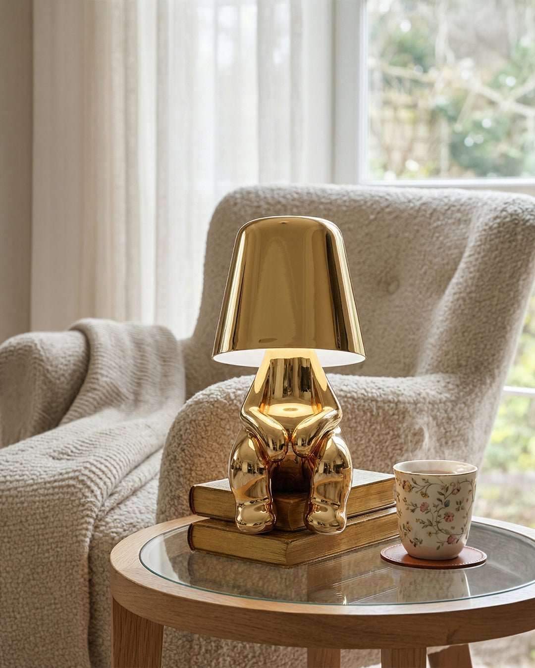 Metal Table Lamp Sculpture Figure Ambient Light Touch Dimmable LED Night Light Gold Silver Modern Design Decorative - Lamylie