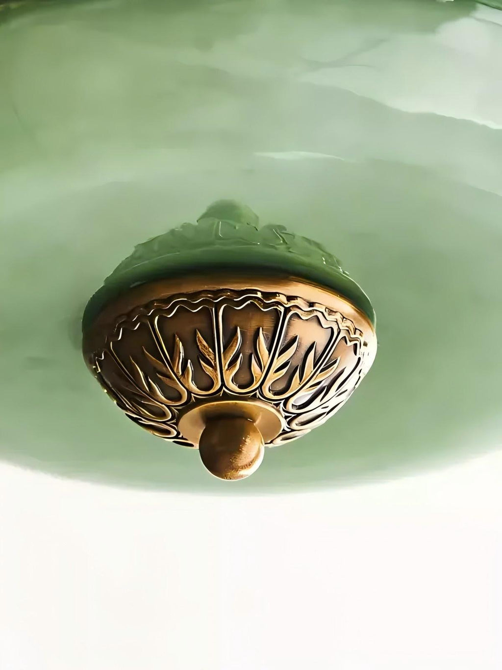 Vintage Milk Glass Ceiling Lamp Scalloped Edge White Pink Green Blue Clear Matte Glass Semi-Flush Pendant Lamp Brass Black Finish - Lamylie