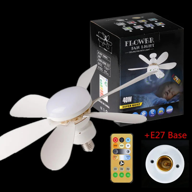 Ceiling Fan with Light | Adjustable Wind Speed & LED | 3 Speeds | Remote Control | Silent Motor | Modern Design - Lamylie