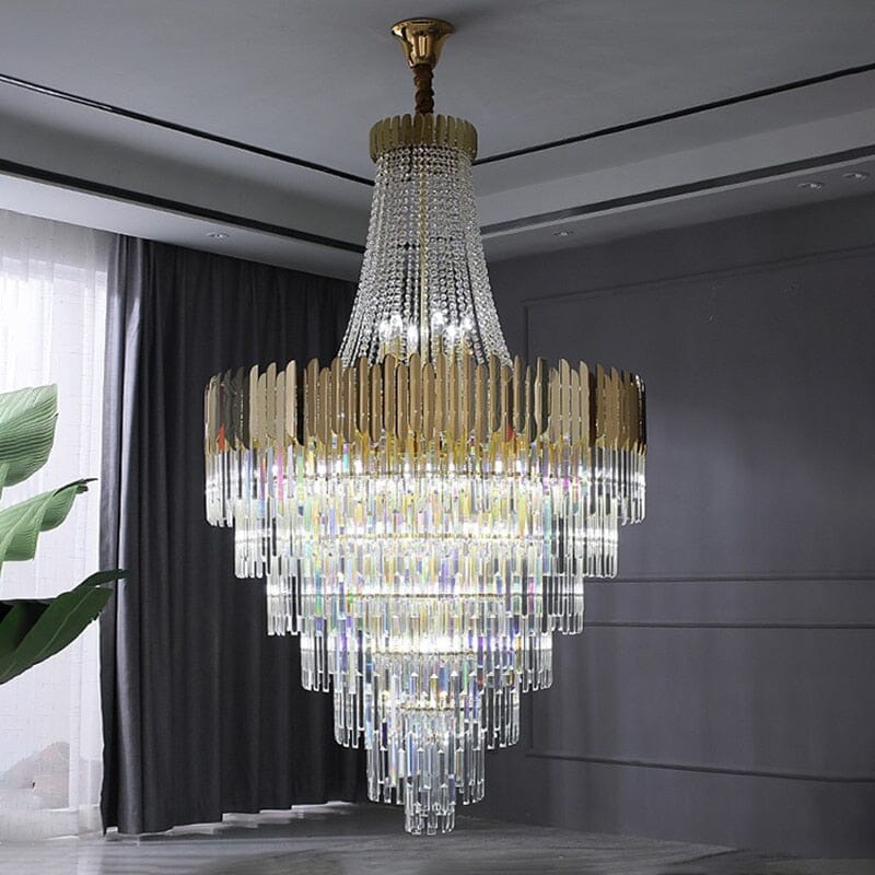 נברשת קריסטל Luminara – עיטורי קריסטל חתוכים, עיצוב עם שבירת אור