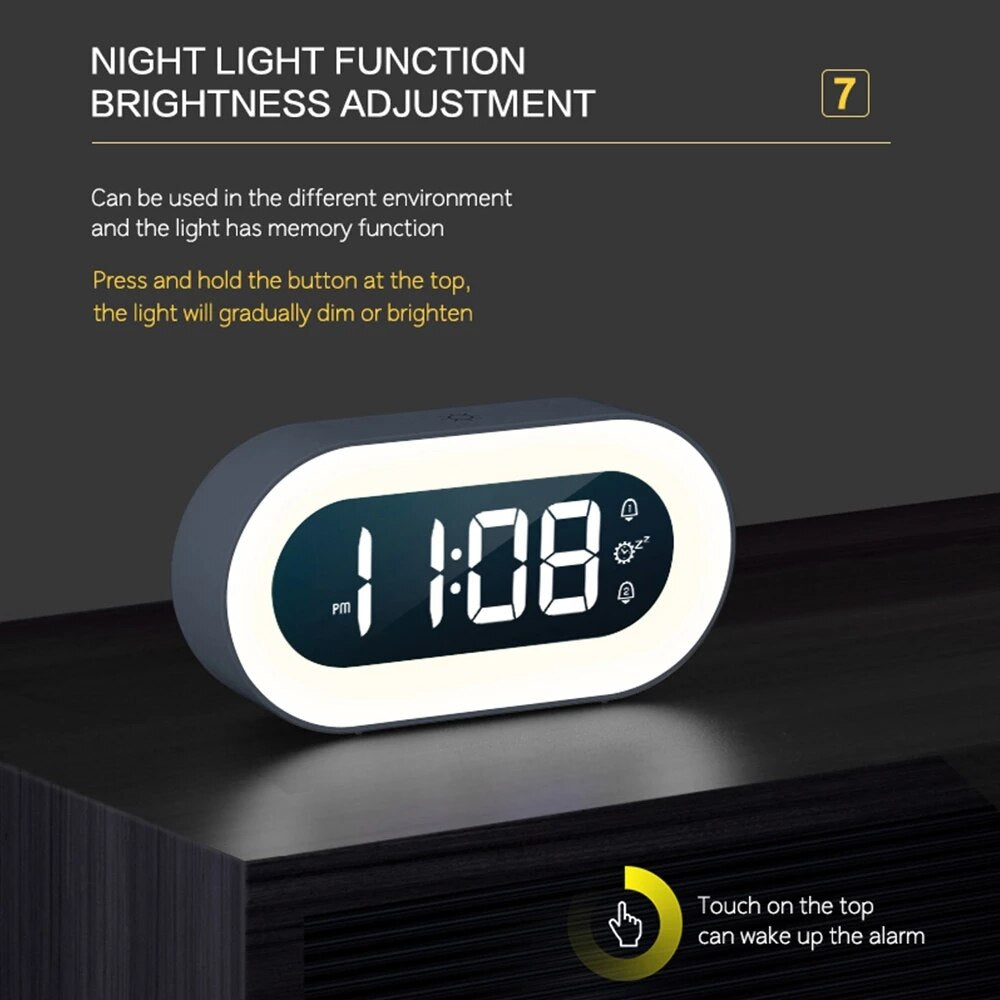 Ceas de noptieră LED cu lumină de veghe – alarmă digitală și iluminare delicată - Lamylie