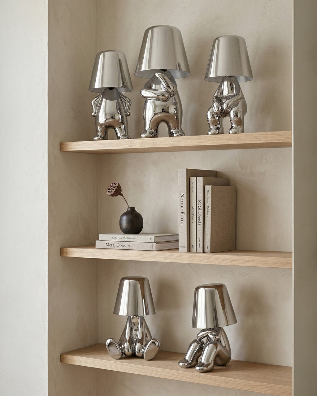 Metal Table Lamp Sculpture Figure Ambient Light Touch Dimmable LED Night Light Gold Silver Modern Design Decorative - Lamylie