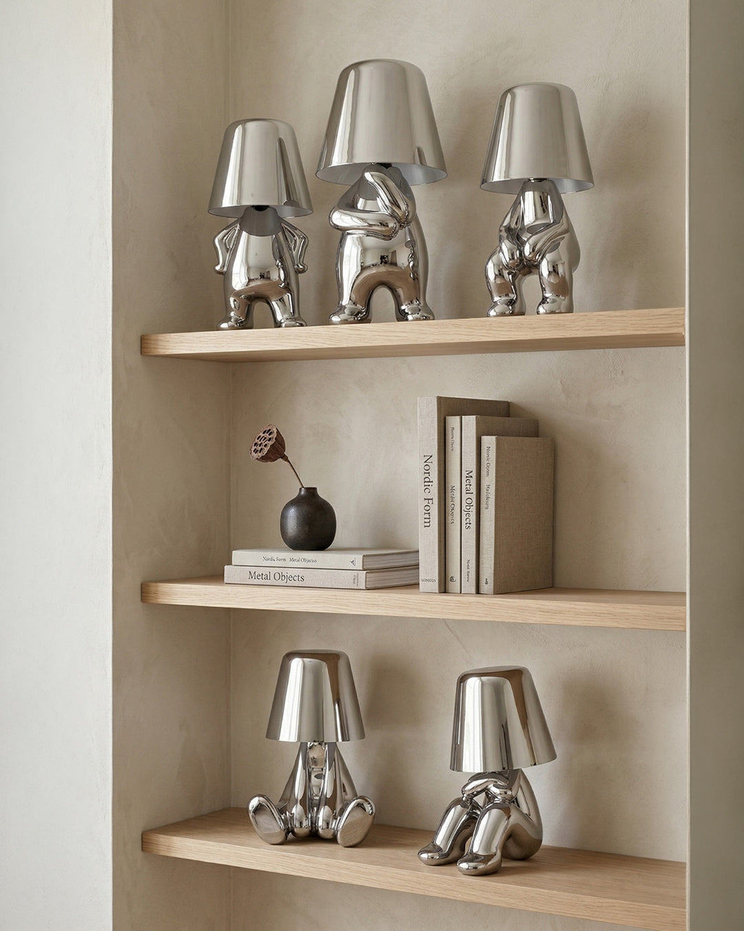 Metal Table Lamp Sculpture Figure Ambient Light Touch Dimmable LED Night Light Gold Silver Modern Design Decorative - Lamylie