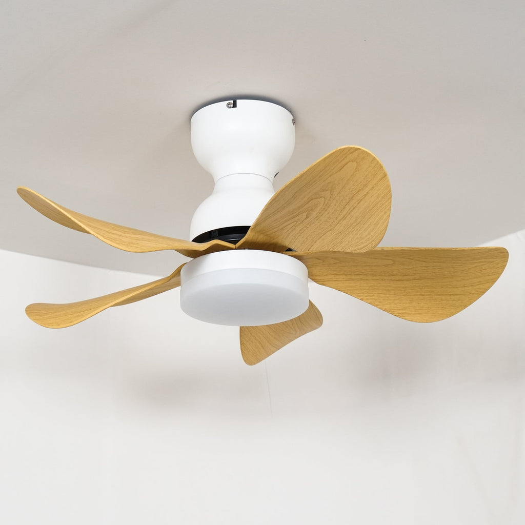 Takfläkt med integrerad LED-belysning och träeffekt, 74 cm – Lamylie