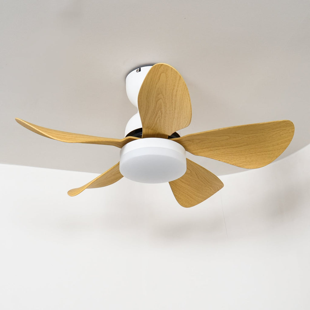 Takfläkt med integrerad LED-belysning och träeffekt, 74 cm – Lamylie