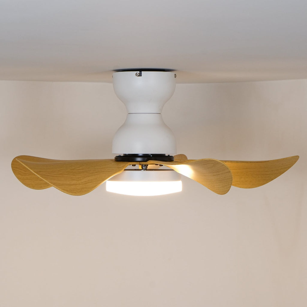 Takfläkt med integrerad LED-belysning och träeffekt, 74 cm – Lamylie