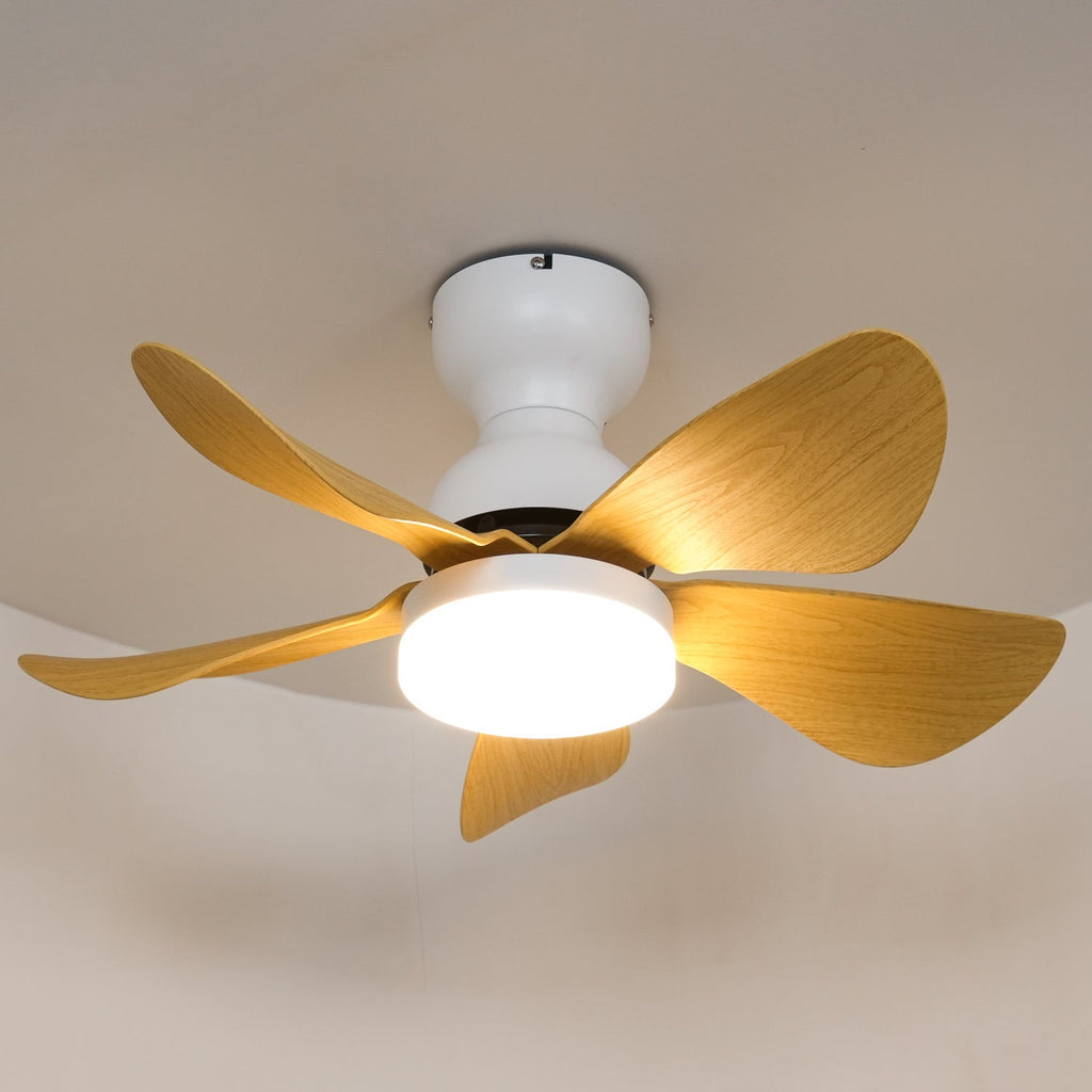 Takfläkt med integrerad LED-belysning och träeffekt, 74 cm – Lamylie