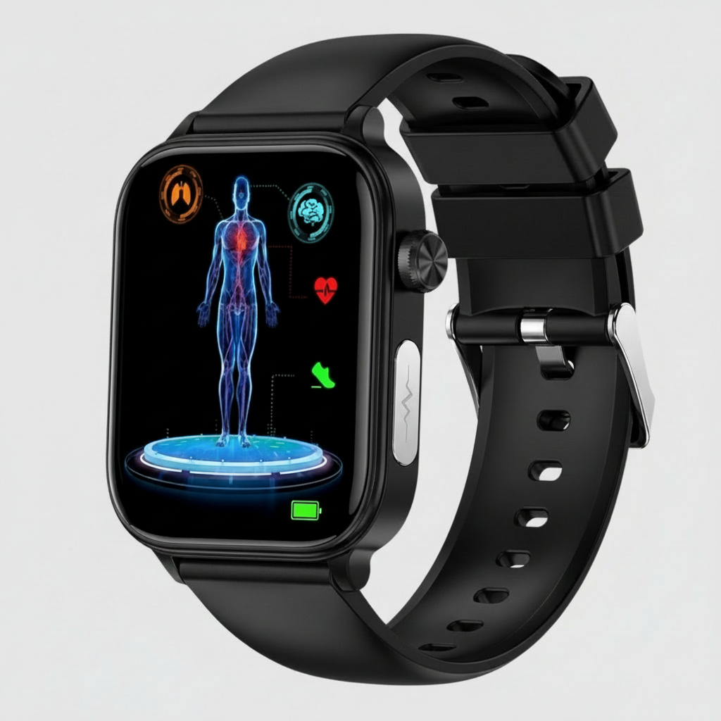 Ceas inteligent cu monitorizarea sănătății — monitorizarea ritmului cardiac și a glicemiei, funcție SOS, detectarea căderilor și rezistență la apă, pentru sport - Lamylie