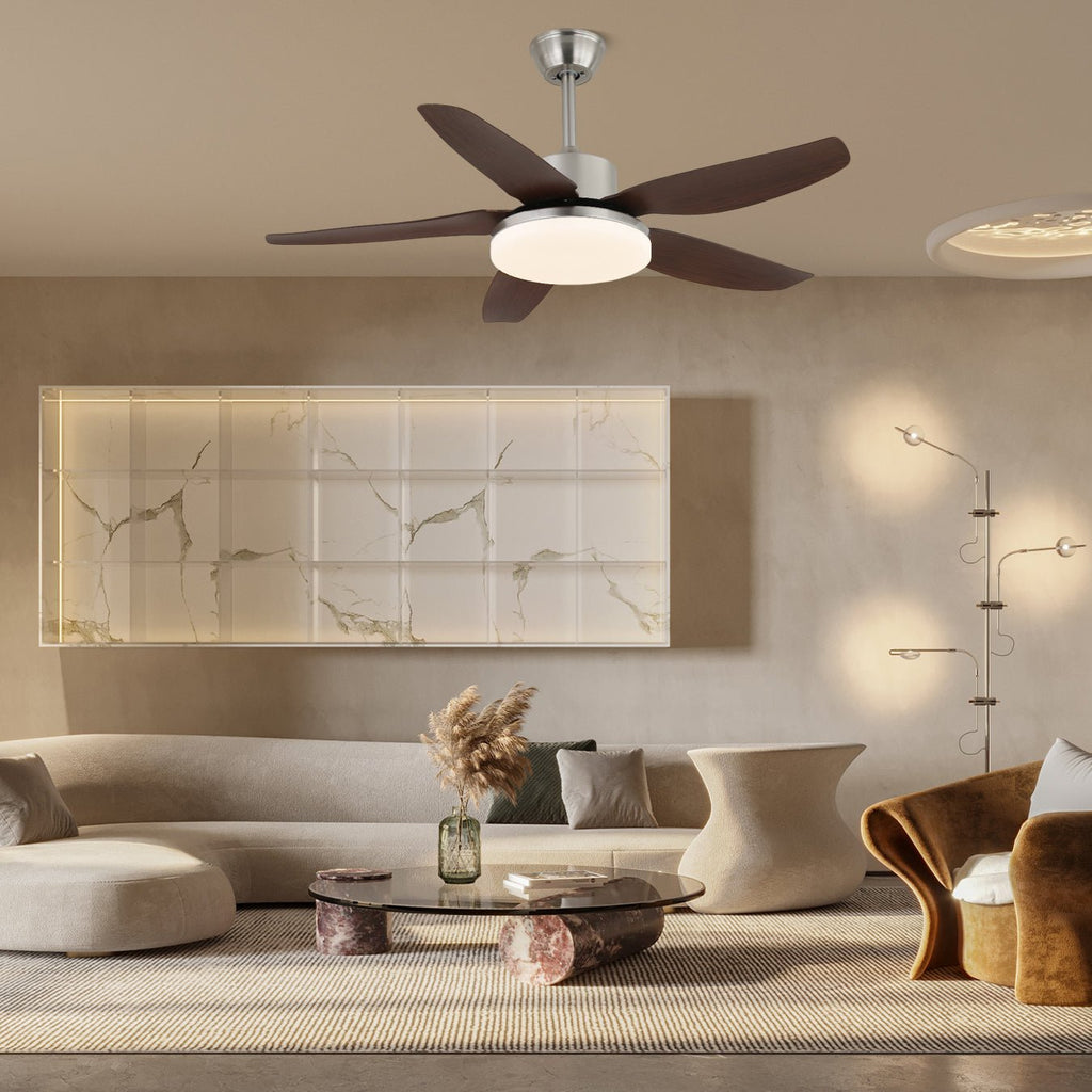 Ceiling Fan Eland in Wood with Lighting Ø122cm - Lamylie