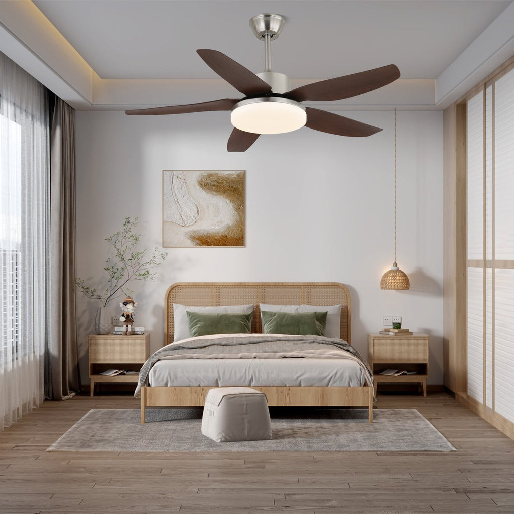 Ceiling Fan Eland in Wood with Lighting Ø122cm - Lamylie