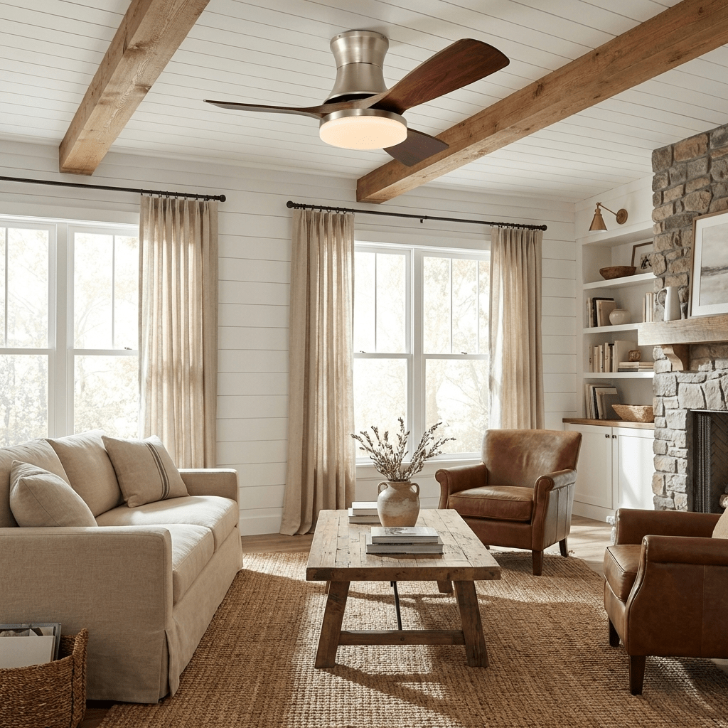 Ventilateur de plafond avec éclairage intégré et télécommande - Lamylie