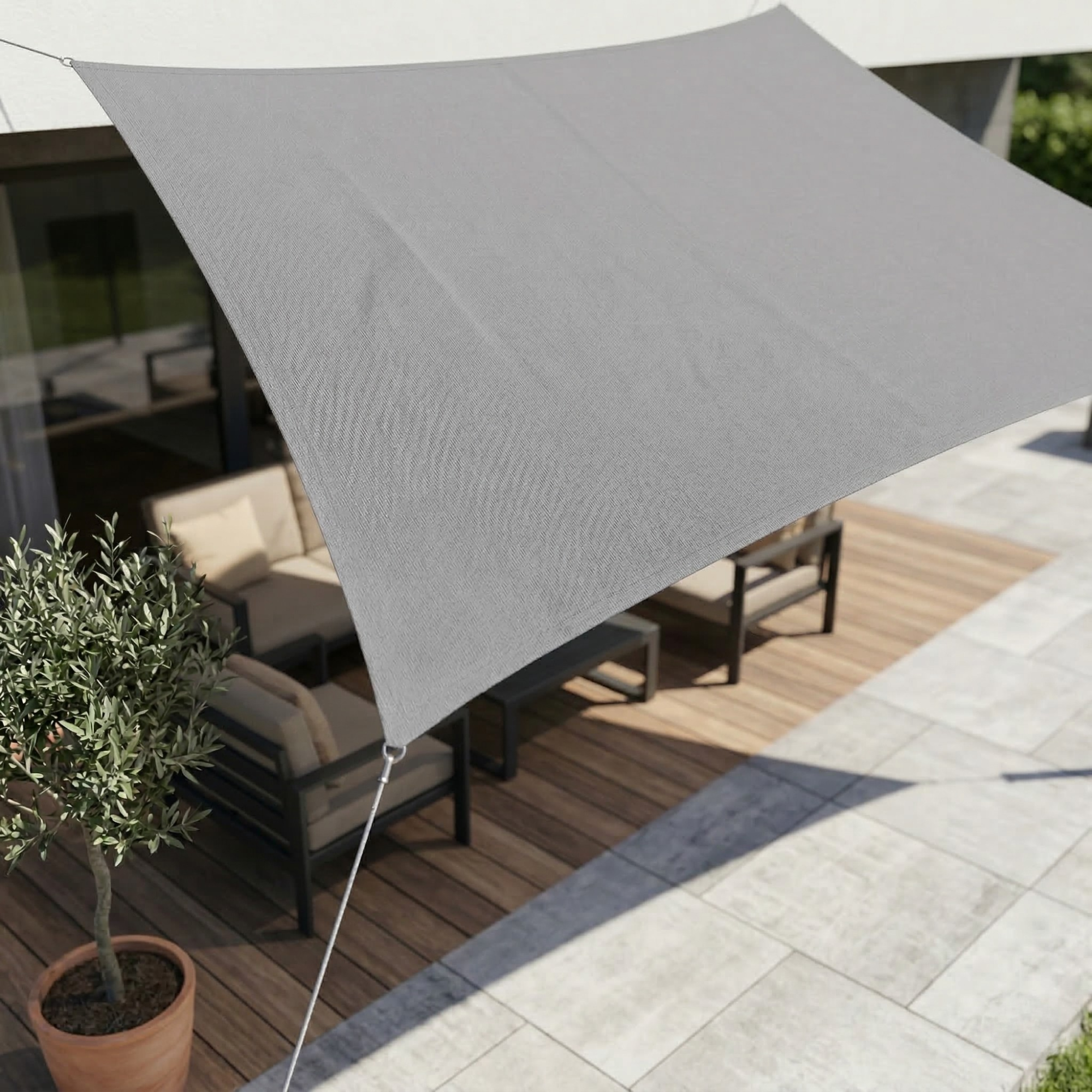 Voile d’ombrage rectangulaire imperméable | Pare-soleil résistant aux UV pour terrasse, balcon et jardin | Système de fixation flexible - Lamylie