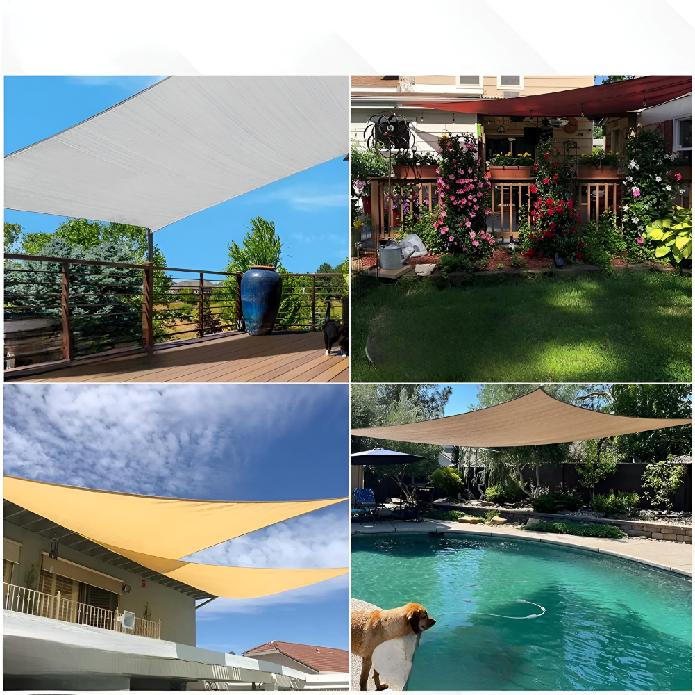Voile d’ombrage rectangulaire imperméable | Pare-soleil résistant aux UV pour terrasse, balcon et jardin | Système de fixation flexible - Lamylie