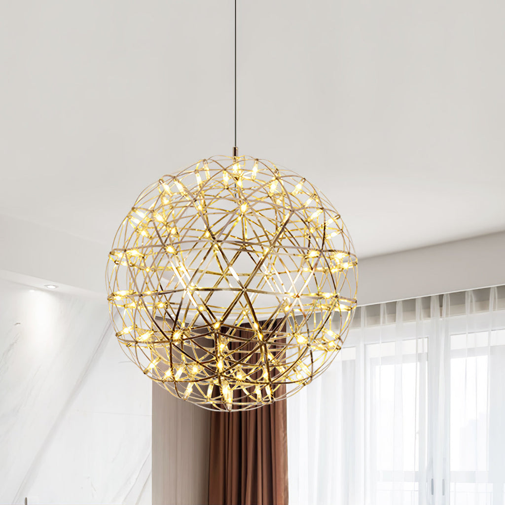 LED-hanglamp Zilveren Globe Sfeerverlichting Moderne Lamp Globe met Dimbare Lichtpunten Transparante Kristallen Globe Decoratief Scandinavisch Warmwit Industrieel Design Interieurlamp - Lamylie