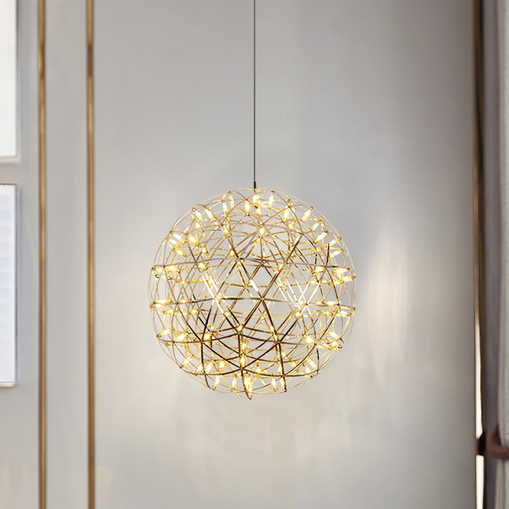 LED-hanglamp Zilveren Globe Sfeerverlichting Moderne Lamp Globe met Dimbare Lichtpunten Transparante Kristallen Globe Decoratief Scandinavisch Warmwit Industrieel Design Interieurlamp - Lamylie