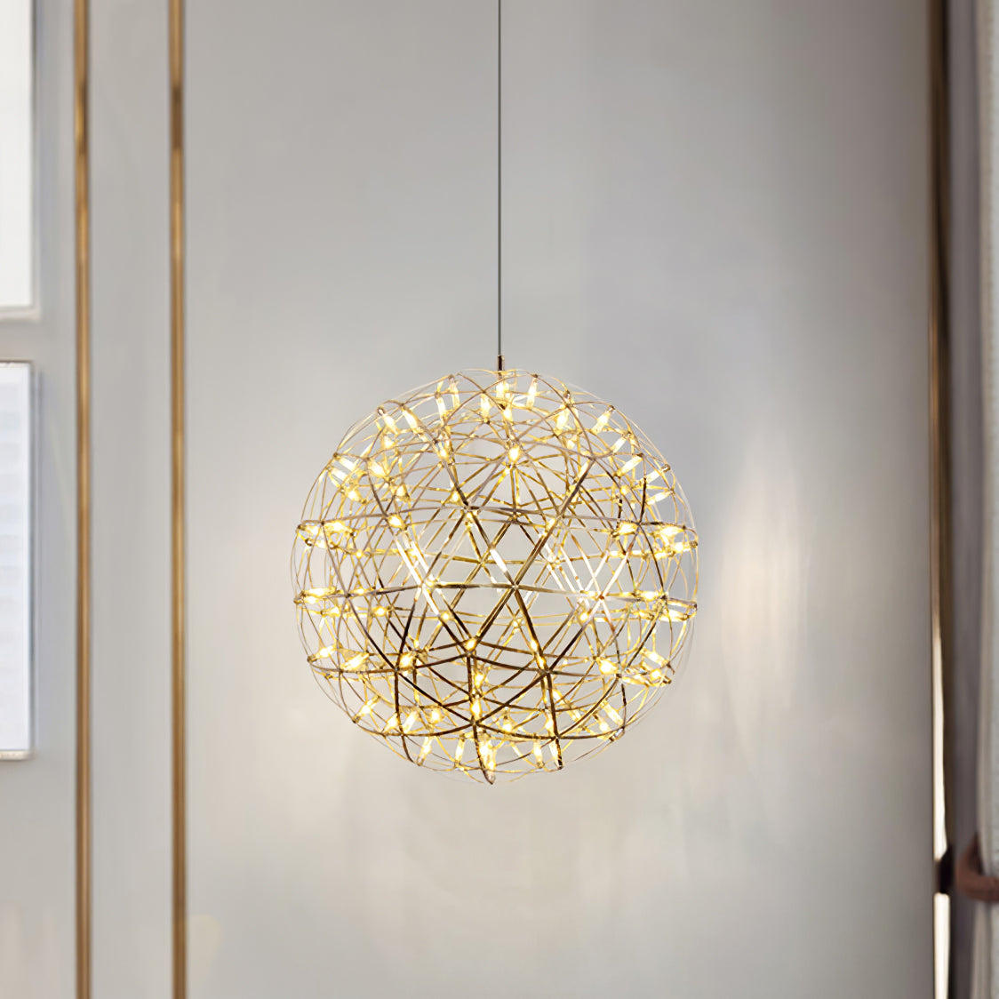 LED-hanglamp Zilveren Globe Sfeerverlichting Moderne Lamp Globe met Dimbare Lichtpunten Transparante Kristallen Globe Decoratief Scandinavisch Warmwit Industrieel Design Interieurlamp - Lamylie