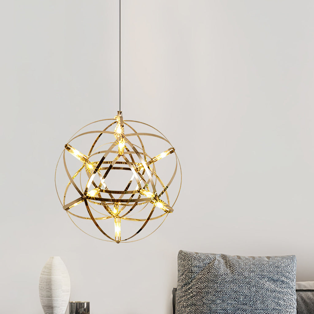 LED-hanglamp Zilveren Globe Sfeerverlichting Moderne Lamp Globe met Dimbare Lichtpunten Transparante Kristallen Globe Decoratief Scandinavisch Warmwit Industrieel Design Interieurlamp - Lamylie