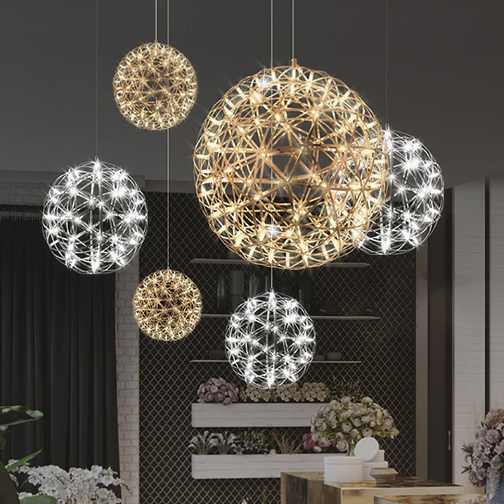LED-hanglamp Zilveren Globe Sfeerverlichting Moderne Lamp Globe met Dimbare Lichtpunten Transparante Kristallen Globe Decoratief Scandinavisch Warmwit Industrieel Design Interieurlamp - Lamylie