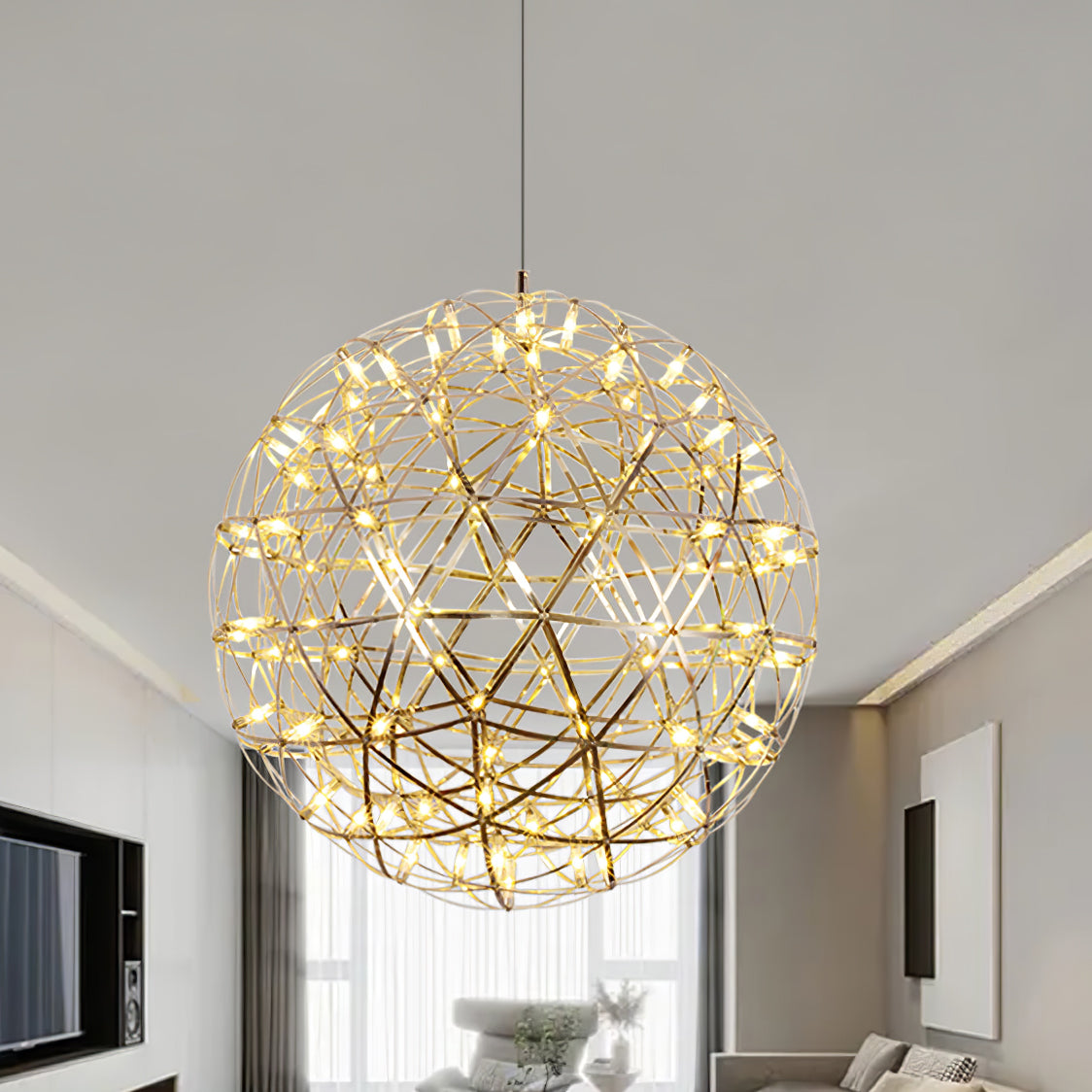 LED-hanglamp Zilveren Globe Sfeerverlichting Moderne Lamp Globe met Dimbare Lichtpunten Transparante Kristallen Globe Decoratief Scandinavisch Warmwit Industrieel Design Interieurlamp - Lamylie