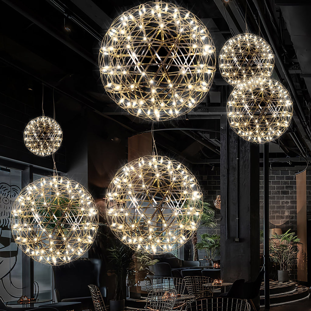 LED-hanglamp Zilveren Globe Sfeerverlichting Moderne Lamp Globe met Dimbare Lichtpunten Transparante Kristallen Globe Decoratief Scandinavisch Warmwit Industrieel Design Interieurlamp - Lamylie